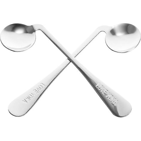 Cuillère d'alimentation pour personnes âgées et/ou handicapées, en acier inoxydable, facile à nettoyer, lot de 2. (1/4)