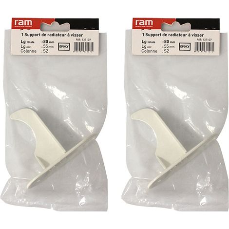 Lot de 2 supports à visser pour radiateur en fonte type rideau - longueur axe 55 mm - longueur totale 80 mm - Ram (1/3)