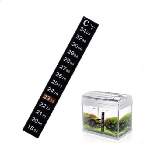 Thermometre Adhesif Pour Aquarium - Bande LCD Auto-Adhesive 18-34 °C - Echelle Celsius Et Fahrenheit - Format Plat - 13 x 1,8 cm - 1 Unite (1/3)