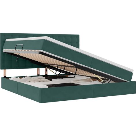 Maison Exclusive - Letto con contenitore e materasso Verde Scuro 200 x 200 cm