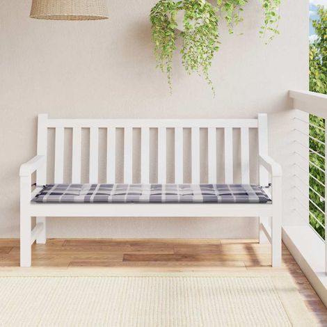 vidaXL Cojín de banco de jardín tela Oxford a cuadros gris 150x50x3 cm (1/5)