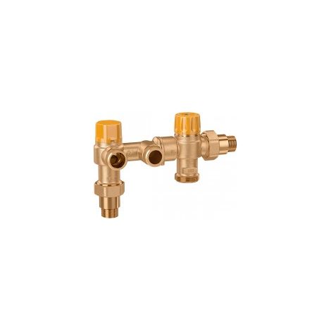 Kit de raccordement du ballon solaire à la chaudière, avec intégration thermique, sans capot de protection. Caleffi 262342 Laiton