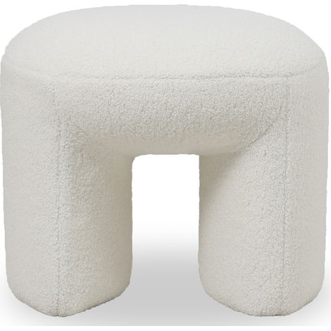 Ottoman Upholstered in Bouclé Fabric - Vieire White (1/4)