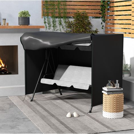 Copertura per altalena a 3 posti 205 x 124 x 164 cm nera (1/5)