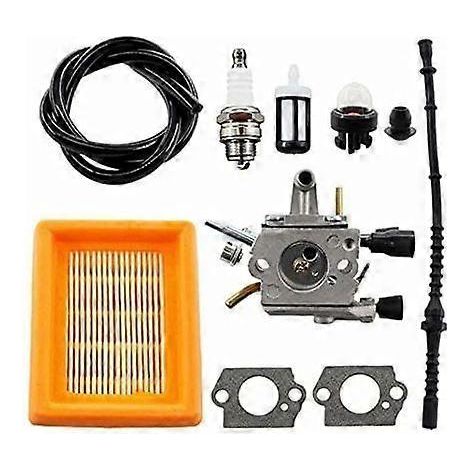 Convient pour les kits de carburateur avec filtre à air et bougie d'allumage, compatible avec les débroussailleuses Stihl FS120, FS200, FS300 et Zama.