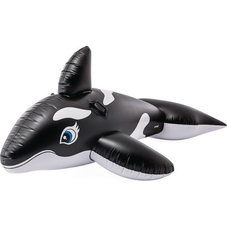 Aufblasbarer Riesenwal – 1 Stück – 0,3 mm dickes Vinyl – Pool-Schwimmhilfe mit Griffen – Wasserspaß für die ganze Familie – 193 x 119 cm (1/5)