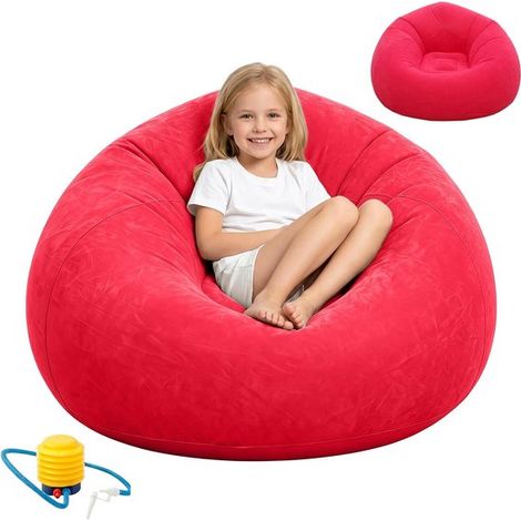 Tragbares, wasserdichtes, aufblasbares Sofa und Sitzsack für den Außenbereich, ideal für Camping, Pool und Reisen, Rot. (1/5)