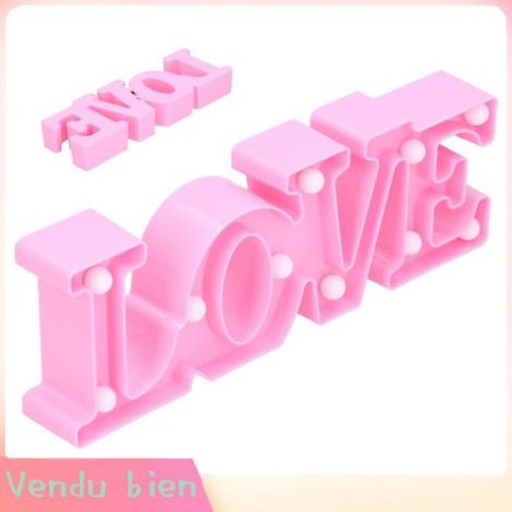 HURRISE Signe de lumière de lettre HURRISE Lampe de nuit Lampe LOVE Veilleuse 10LED pour Proposition puericulture veilleuse Rose (1/4)