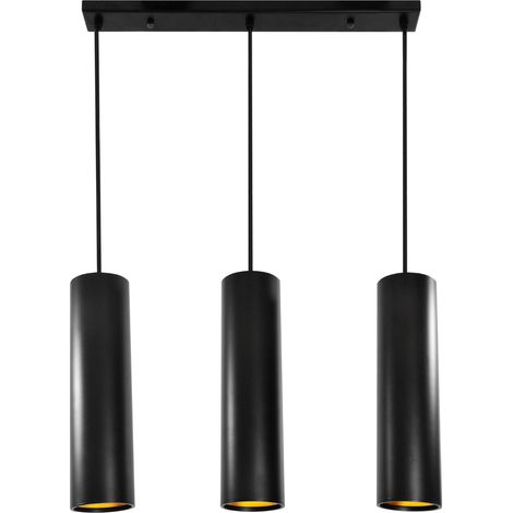 Suspension tubes LATI noire intérieur doré 3xGU10 Polux (1/5)