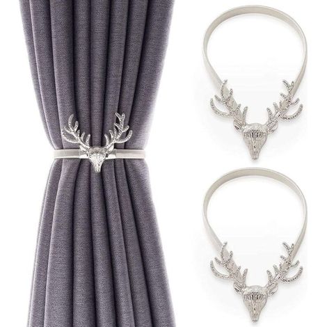Embrasses de rideaux Ulisem, embrasses de rideaux en métal avec crochets, boucle de rideau, embrasses de rideaux en forme de cerf, embrasses de rideaux de fenêtre modernes, accessoires décoratifs pour (1/4)