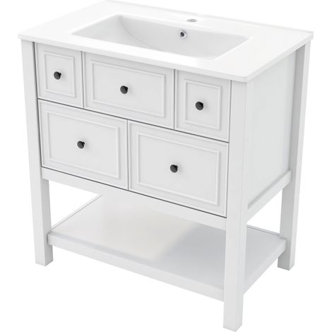 GagaMeuble vasque 7646, 582 cm blanc 5 tiroirs céramique (1/5)