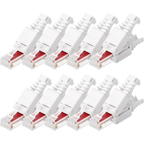 Connecteur étanche RJ45, 10pcs Connecteurs RéSeau sans Outil RJ45 CAT6, Connecteur de câble LAN Ethernet CAT6 Blindé, Femelle à femelleConnecteur RJ-45 Sans Outil, AWG24-26, 1 GBit/s