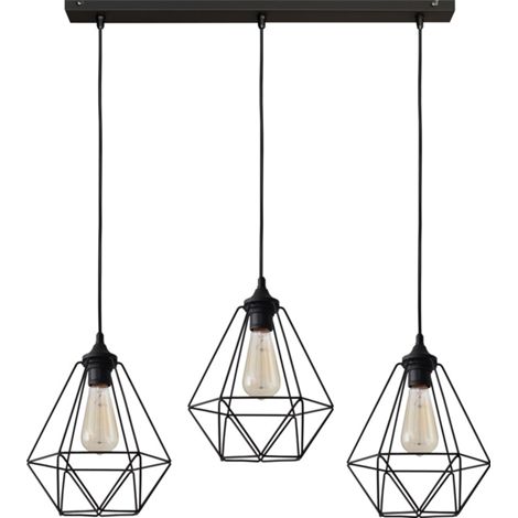 Helam KARO Plafonnier Barre Droite Noir 78cm (1/4)