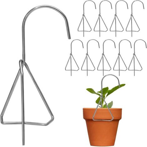 Metall Pflanzenampeln 10 Stück Verstellbare Blumentopfhaken für Balkon und Zaun Silber (1/5)