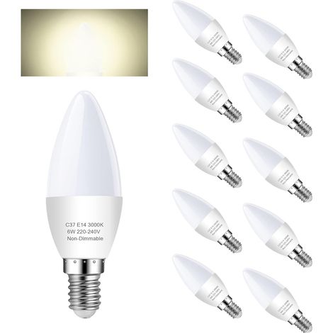 Ampoule E14 LED C37 5.5W, Blanc Chaud 2700K, équivalent Ampoule Incandescente 60W, 600lm Ampoule , Angle du faisceau 270°, CRI>80, Non Dimmable, Lot de 12 (1/5)