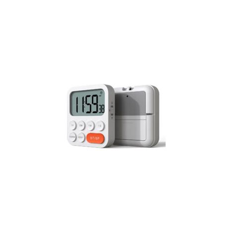 Timer da cucina, cronometro digitale e timer per il conto alla rovescia con modalità personalizzabile, 3 livelli di volume per esami, riunioni, silenzioso - 2 batterie AAA - Bianco - Crezuo