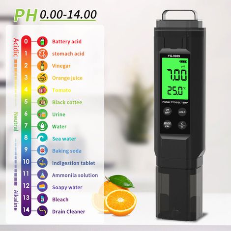 SJLERST 5-in-1 Wasserqualitätstester: pH-Wert, Salzgehalt, gelöste Feststoffe, elektrische Leitfähigkeit, Temperatur Multifunktionstester für Meereskultur, Trinkwasser, Aquarien, Aquakultur und Schwim
