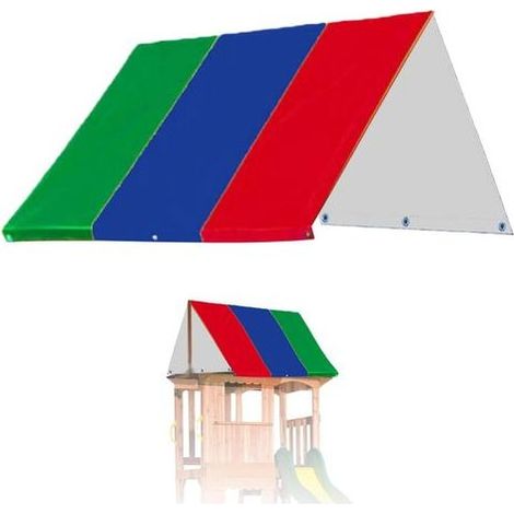 Colori misti rosso, blu e verde, tettoia di ricambio per parco giochi, tettoia da gioco in tessuto Oxford 132x228 cm, copertura impermeabile per altalena per protezione solare, copertura (1/4)