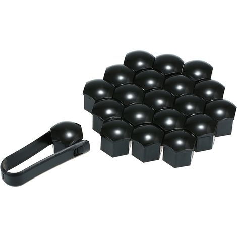 Couvercles d'écrou de roue universels de 21mm, 20 pièces, capuchons de cosse plaqués, protecteur de vis noir (1/5)