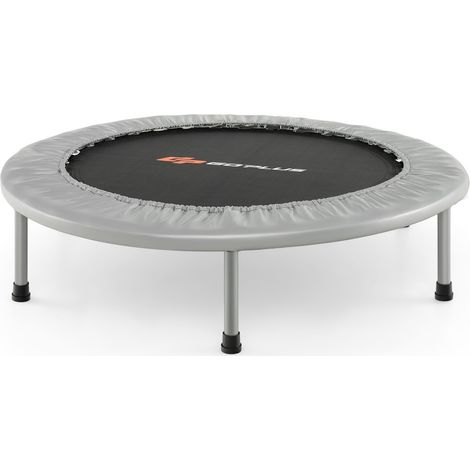 Mini trampoline pliant 38 pouces, rebondeur de fitness récréatif portable - gris (1/5)