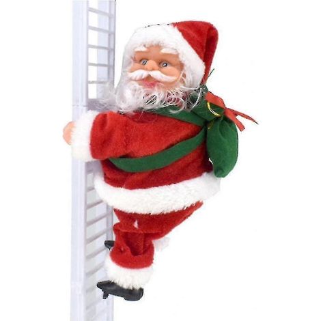 Père Noël montant les escaliers, jouets de Noël, décorations de Noël, cadeaux de Noël