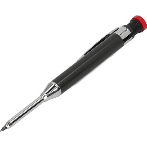 Porte-mine de charpentier robuste avec taille-crayon, mine longue et trou profond, noir