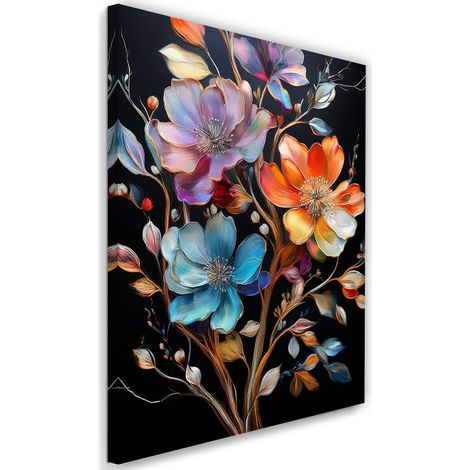 Tableau déco Fleurs colorées Abstraction 40x60 (1/5)