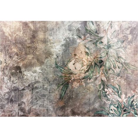 Papier peint 3D avec des feuilles et des fleurs de style rétro pour la décoration des murs du salon et de la chambre à coucher – 200 x 140 cm Wallarena (1/4)