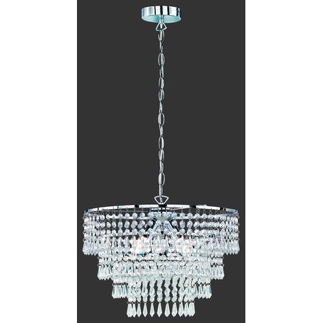Orient Kronleuchter 3-flammig E14 Chrom Ø42 cm Trio Lighting Dekorative Pendelleuchte (1/3)