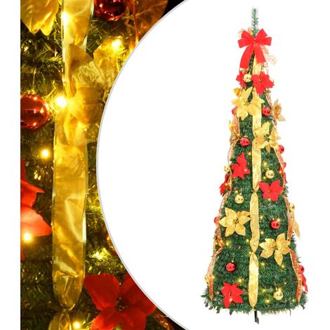 Sapin de Noël artificiel escamotable, Arbre de Noël, Décoration de Noël Jolie 100 LED vert 150 cm ASD44738 DESIGN IN (1/5)