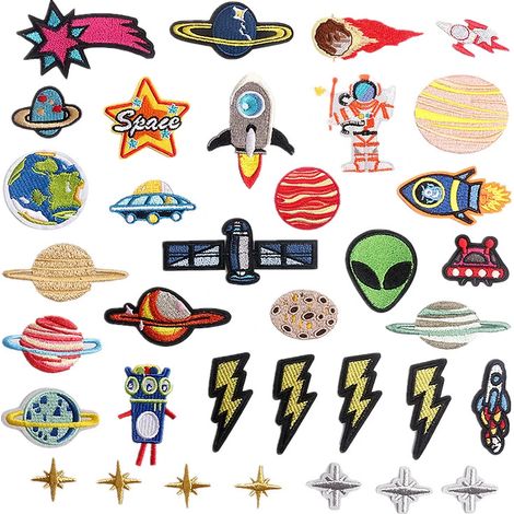 35 étoiles thermocollantes, autocollants du système solaire, couleurs assorties (1/5)