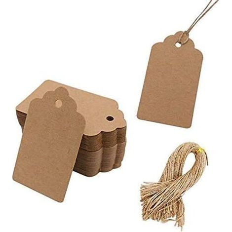 100 Stück Geschenkanhänger aus Kraftpapier mit Schnur, Blanko-Geschenktütenanhänger, Preisschilder (Braun) (1/4)