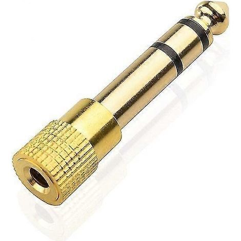 Adattatore audio jack da 6,35 mm placcato in oro (4 pezzi) per pianoforte elettrico, batteria elettronica e cuffie. (1/5)