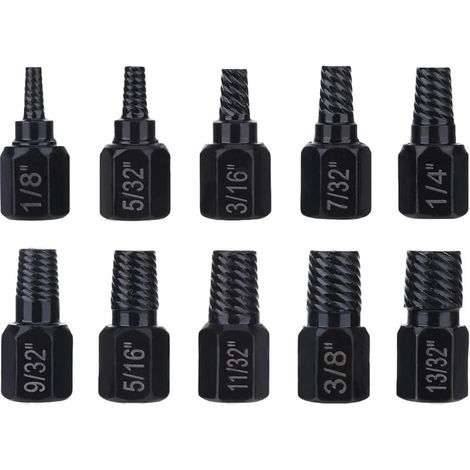 Lot de 10 extracteurs de vis pour boulons endommagés et écrous cassés Outils en alliage d'acier haute dureté pour réparation domestique et automobile (1/5)