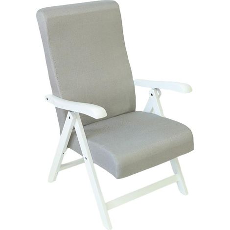 Poltrona Caprera Regolabile 4 Posizioni in Legno di Faggio bianco e tessuto grigio – Comfort e Versatilità