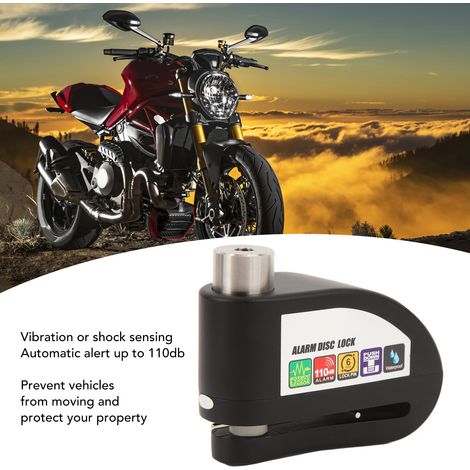 110 dB Motorrad-Scheibenbremsschloss, Edelstahl, rostfrei, wasserdicht, für Motorräder, Fahrräder und Roller (1/5)