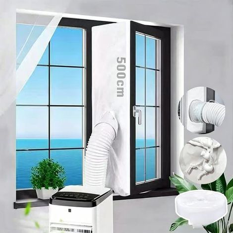 Joint de fenêtre pour climatiseur mobile 500 cm – Joint d’étanchéité avec fermeture éclair pour fenêtre coulissante – Installation sans perçage – Limite l’entrée d’air chaud et améliore l’isolation (1/5)