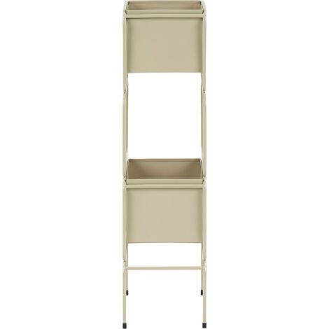 Support pour Pots à 2 Etages Jardinière d'Intérieur Carré 20 x 20 x 75 cm en Métal Beige Cotinus (1/5)