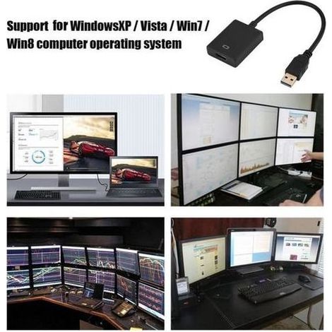 Adaptateur USB 23.0 Male vers Vedio Femelle, Convertisseur HDMI, Transmission 5.0Gbps, Convertisseur Audio pour PC Ordinateur (1/4)