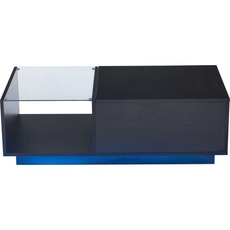 Tavolino da salotto elevabile con LED, lucido, nero, 100 x 50 x 33 cm (1/5)