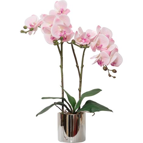 Orchidée Artificielle Toucher réel dans Un Vase en céramique, 50 cm, Arrangement de Fleurs artificielles pour Centre de Table, décoration d'intérieur et de Maison, Rose (1/5)