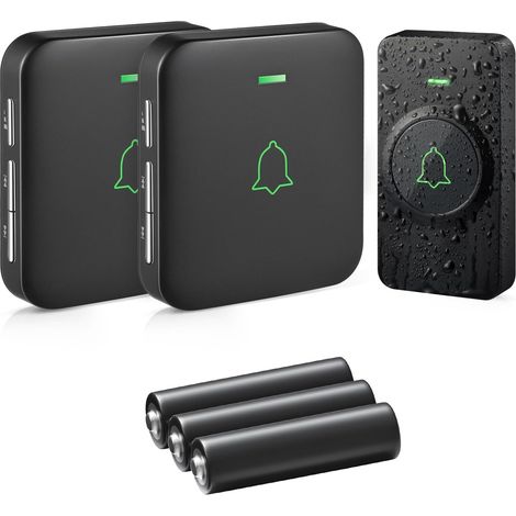 Sonnette sans Fil, Sonnette sans Fil extérieur étanche 400 m étanche, Kit de Carillon électronique, IP55 Eau et poussière, 52 mélodies aux 5 Niveaux de Volume, Batteries incluses, BA-12