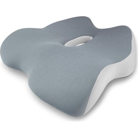 Coussin de Siège, Coussin Chaise Bureau Mémoire de Forme, Coussin Coccyx pour Soulager Hémorroïdes, Douleurs Lombaires et Sciatique, Coussin Ergonomique pour Chaise Bureau Voiture, Gris 45040095mm -Ve