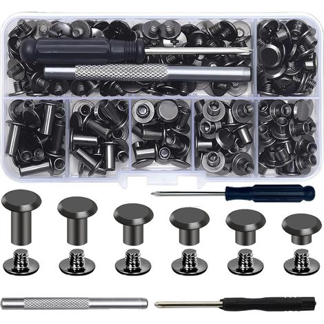 110 Stück Buchschrauben M5 (4-12mm), Nietkopfschrauben für Leder & Buchbindungen (1/5)