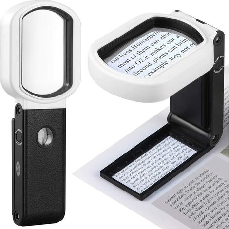Loupe avec lumière, 20X 10X Loupe à main et sur pied Loupe éclairée à 9 LED pour la lecture, l'inspection, les bijoux, l'exploration, les loisirs et l'artisanat (1/4)