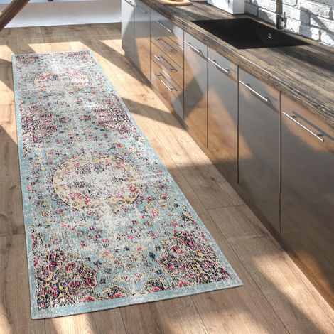 Paco Home Outdoor Teppich Balkon Terrasse Vintage Küchenteppich Orient Muster Rauten Ethno 60x100 cm, Bunt