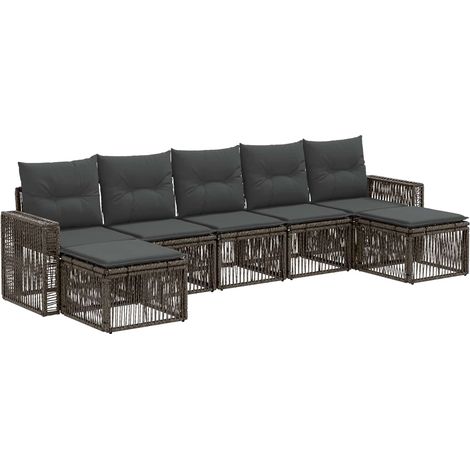 Gartensofa-set 7 pcs Grau und Dunkelgrau Poly-Rattan vidaXL