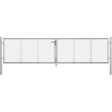 Vidaxl – Portail grillagé en acier galvanisé 400x75 cm – Charnière à boulon pour verrouillage rapide – Résistant à la corrosion – Installation facile