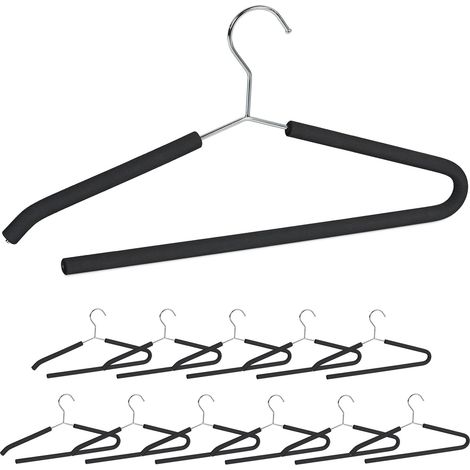 48 Perchas Ropa Antideslizantes, Para Trajes, Pantalones, Metal y Goma Eva, 42,5 cm de Ancho, Negro