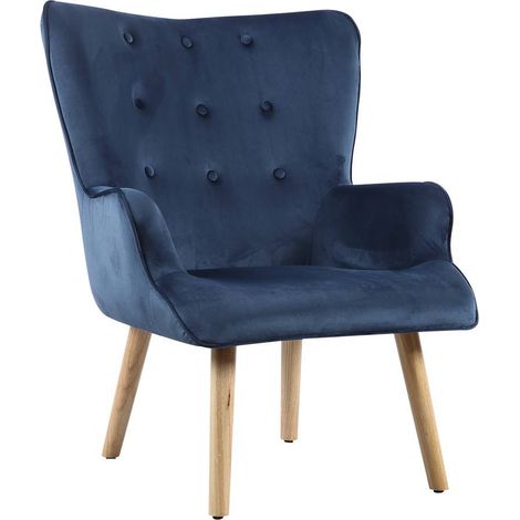 Poltrona in velluto stile scandinavo "Odense" - 73 x 81 x 92,5 cm - 1 posto - Grigio (1/5)